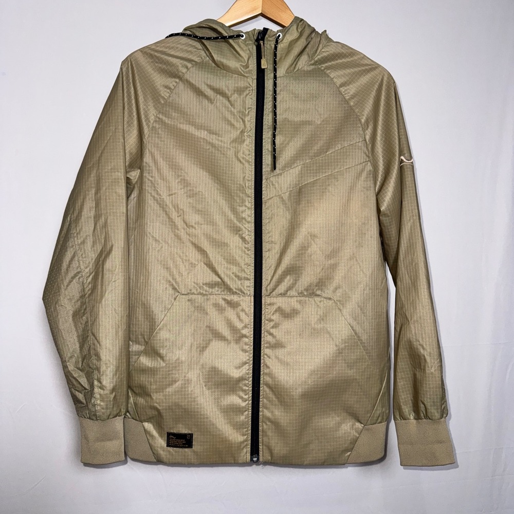 Imperial Motion Nano Cure Tech Windbreaker Jacket Tan Ripstop Hooded Mens Small